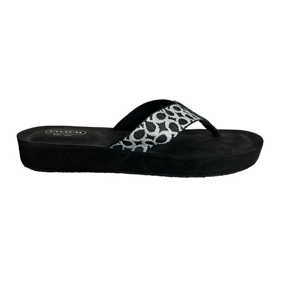 Coach Jessalyn Flat Flip-Flop Thong Sandal Size 7.5B Black Signature C Print - Picture 6 of 11
